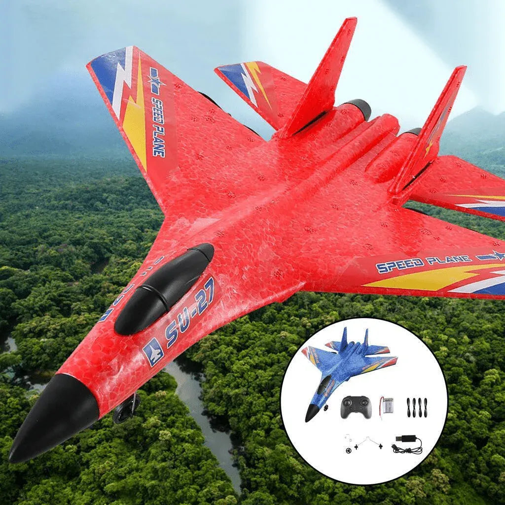 SU-35 RC Foam Plane - 2.4G Remote Control Glider with LED Night Lights