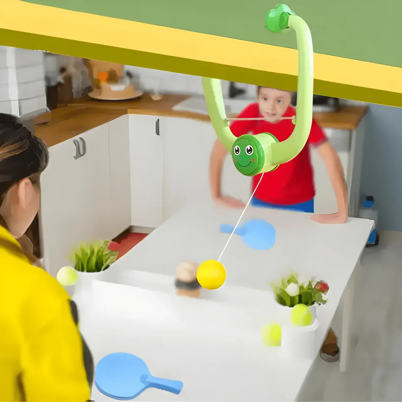 Lion Table Tennis Trainer - Hanging Indoor Ping Pong Practice Set for Kids