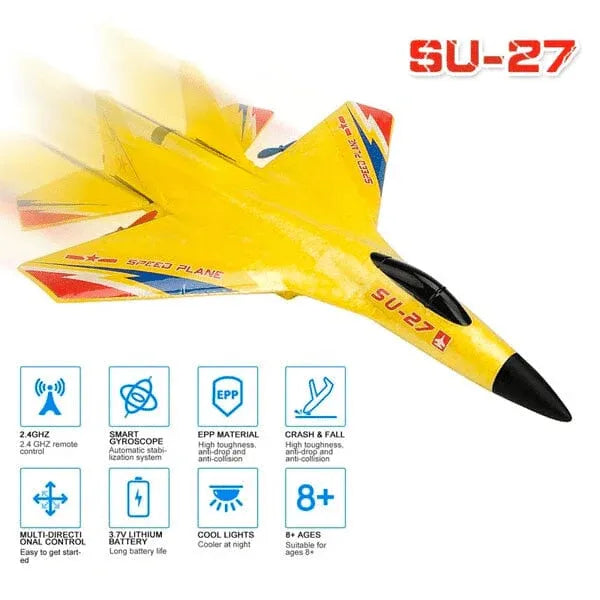SU-35 RC Foam Plane - 2.4G Remote Control Glider with LED Night Lights